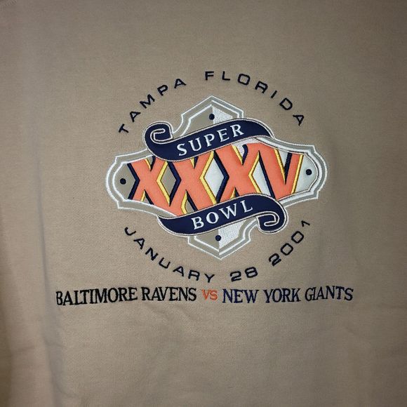Vintage 2001 PUMA Tan SUPER BOWL XXV Sweatshirt Mens Size XL - Picture 3 of 7